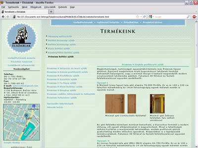 elsőablak webshop, webdesigner munka 