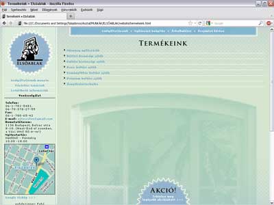 elsőablak webshop, webdesigner munka 